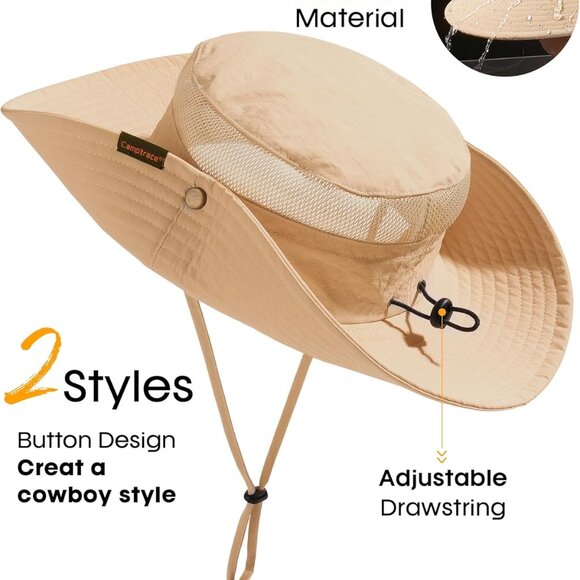 Sun Hat Women Men Breathable Wide Brim Bucket UV Protection Water Resistant - Picture 4 of 6